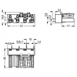 WAGO | 770-804 | SOCKET FOR PCBS STRAIGHT 4-POLE, BLACK