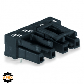 SOCKET FOR PCBS ANGLED 4-POLE, BLACK