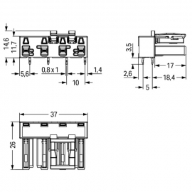 WAGO | 770-804/011-000 | SOCKET FOR PCBS ANGLED 4-POLE, BLAC