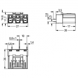 WAGO | 770-813 | PLUG FOR PCBS STRAIGHT 3-POLE, BLACK