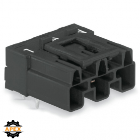 PLUG FOR PCBS ANGLED 3-POLE, BLACK