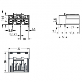 WAGO | 770-813/011-000 | PLUG FOR PCBS ANGLED 3-POLE, BLACK