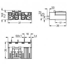 WAGO | 770-814 | PLUG FOR PCBS STRAIGHT 4-POLE, BLACK