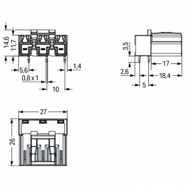 WAGO | 770-833/011-000 | PLUG FOR PCBS ANGLED 3-POLE, WHITE