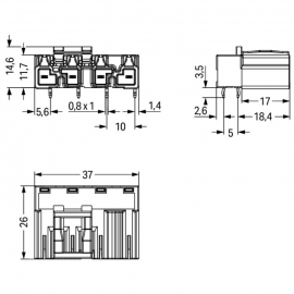 WAGO | 770-854/011-000 | PLUG FOR PCBS ANGLED 4-POLE, GRAY