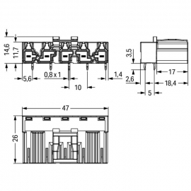 WAGO | 770-855/011-000 | PLUG FOR PCBS ANGLED 5-POLE, GRAY