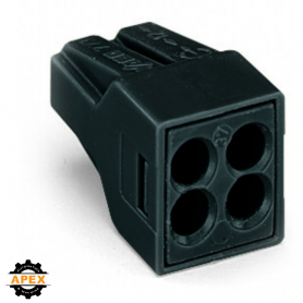 PUSH WIRE® CONNECTOR; 4-CONDUCTOR, HIGH TEMPERATURE; BLACK;