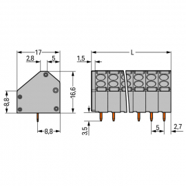 WAGO | 816-103 | 2-CONDUCTOR PCB TERMINAL BLOCK; 1.5 MM²; PI