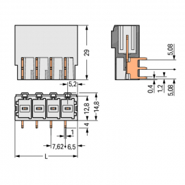 WAGO | 831-3622 | THT MALE HEADER; 1.0 X 1.2 MM SOLDER PIN;