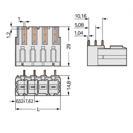 WAGO | 831-3642 | THT MALE HEADER 1.0 X 1.2 MM SOLDER PIN AN