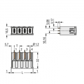 WAGO | 832-3602 | THT MALE HEADER; 1.2 X 1.2 MM SOLDER PIN;