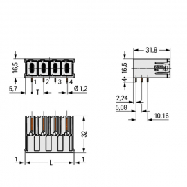 WAGO | 832-3622 | THT MALE HEADER; 1.2 X 1.2 MM SOLDER PIN;