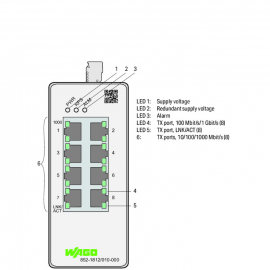 WAGO | 852-1812/010-000 | LEAN MANAGED SWITCH, 8-PORT 1000BA