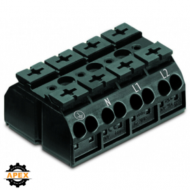 4-CONDUCTOR CHASSIS-MOUNT TERMINAL STRIP; 4-POLE; PE-N-L1-L2