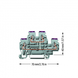 WAGO | 870-508 | DOUBLE-DECK TERMINAL BLOCK; 4-CONDUCTOR THR