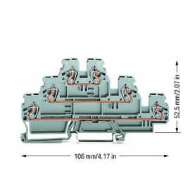 WAGO | 870-551 | TRIPLE-DECK TERMINAL BLOCK; THROUGH/THROUGH