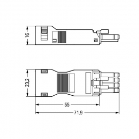 WAGO | 890-104 | SOCKET WITH STRAIN RELIEF HOUSING; 4-POLE,