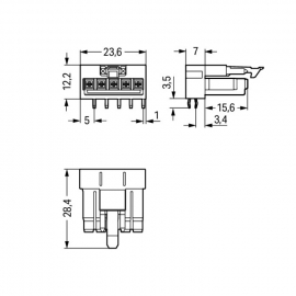 WAGO | 890-3105/011-000 | SOCKET FOR PCBS ANGLED 5-POLE