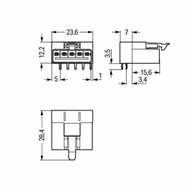 WAGO | 890-3115/011-000 | PLUG FOR PCBS ANGLED 5-POLE, BLUE