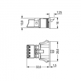 WAGO | 890-744 | SNAP-IN SOCKET GRAY