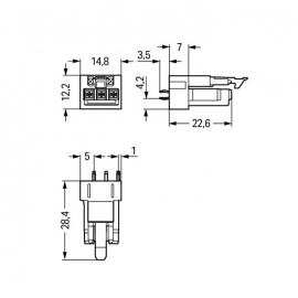 WAGO | 890-803 | SOCKET FOR PCBS STRAIGHT 3-POLE; BLACK