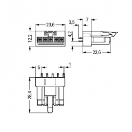 WAGO | 890-805 | SOCKET FOR PCBS STRAIGHT 5-POLE; BLACK