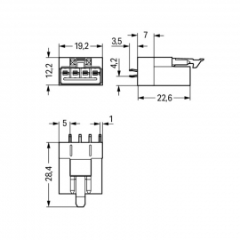 WAGO | 890-814 | PLUG FOR PCBS STRAIGHT 4-POLE