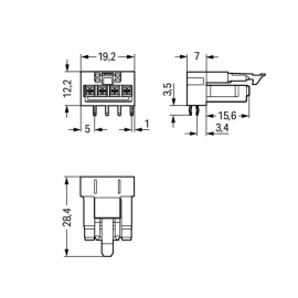 WAGO | 890-884/011-000 | SOCKET FOR PCBS ANGLED 4-POLE