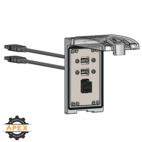 MENCOM | LP1-RJ45-2USB-03 | LOW PROFILE PANEL CONNECTOR