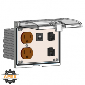 MENCOM | LP3-DP-2RJ45-R | LOW PROFILE PANEL CONNECTOR