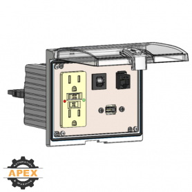 MENCOM | LP3-GF-RJ45-USB-03-R | LOW PROFILE PANEL CONNECTOR