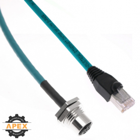 MENCOM | MDE45PB-4FR-RJ45S-BM-2M | M12 D-CODED RECEPTACLE