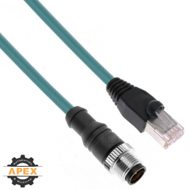 MENCOM | MDE45PB-8MSP-RJ45S-5M | M12 MALE ETHERNET CORDSET