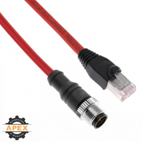 MENCOM | MDE45WB-4MP-RJ45S-10M-RD | M12 D-CODED FLEX CORDSET
