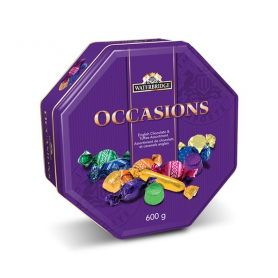 WB OCCASIONS CHOC ASST TIN 600G X 12