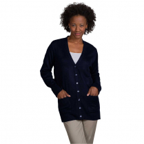 A+ Career Apparel Women's Fine Gauge 7-Button Tunic Length V-Neck Cardigan