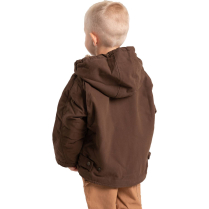 Berne Toddler Sanded and Washed Hooded Coat Sherpa Lined - On Model - Bark - Back