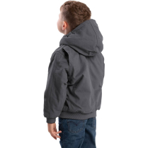 Berne Youth Washed Hooded Jacket Quilt Lined - On Model - Titanium - Back