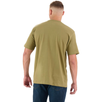 Berne Heavyweight Short Sleeve Pocket Tee Shirt - On Model - Light Olive - Back