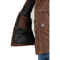 Berne Original Washed Chore Coat Quilt Lined - On Model - Bark - Inside Pocket Detail