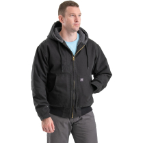 Berne Flex180 Washed Hooded Jacket - On Model - Black - Side