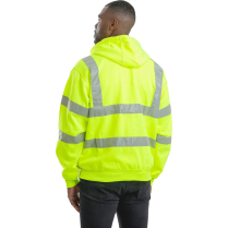 Berne Hi-Visibility Thermal Lined Hooded Sweatshirt-Class 3 - On Model - Hi-Visibility Yellow - Back