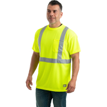 Berne Hi-Vis Type R Class 2 Performance Short Sleeve Tee - On Model - Hi-Visiibility Yellow - Side