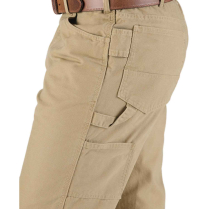 Berne Washed Duck Carpenter Pant - On Model - Timber Khaki - Left Side Detail