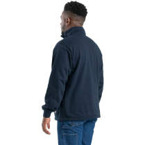 Berne Original Fleece Quarter Zip Thermal Lined Sweatshirt - On Model - Navy - Back