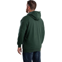 Berne Original Hooded Full Zip Sweatshirt-Thermal Lined - On Model - Green - Back