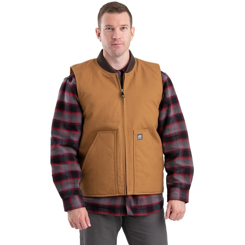 thumbnail image 2 of Tough Duck Men's Quilt Lined Vest - 12oz Cotton Duck Shell, Polyester Insulation, Work Vest With Pockets 2 of 13