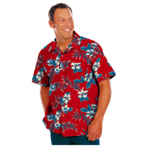 Blue Generation Adult Hibiscus Print Camp Short Sleeve Shirt