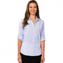 Blue Generation Ladies' Long Sleeve Stripe Untucked Shirt