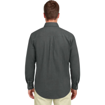 Blue Generation Men's Long Sleeve Crossweave Shirt - On Model - Charcoal - Back